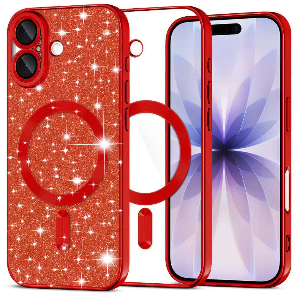 Techsuit Luxury Glitter MagSafe pro iPhone 17 červený