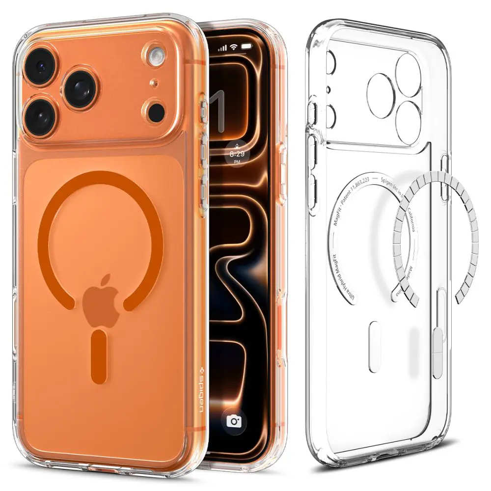Spigen Ultra Hybrid Mag s MagSafe, iPhone 17 Pro Max, oranžový
