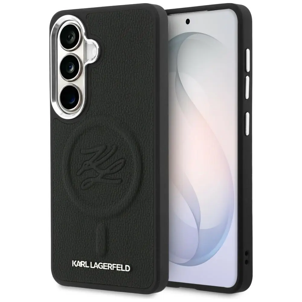 Karl Lagerfeld - Leather with Initial Logo Debossed MagSafe pouzdro pro Samsung Galaxy S26 - černé
