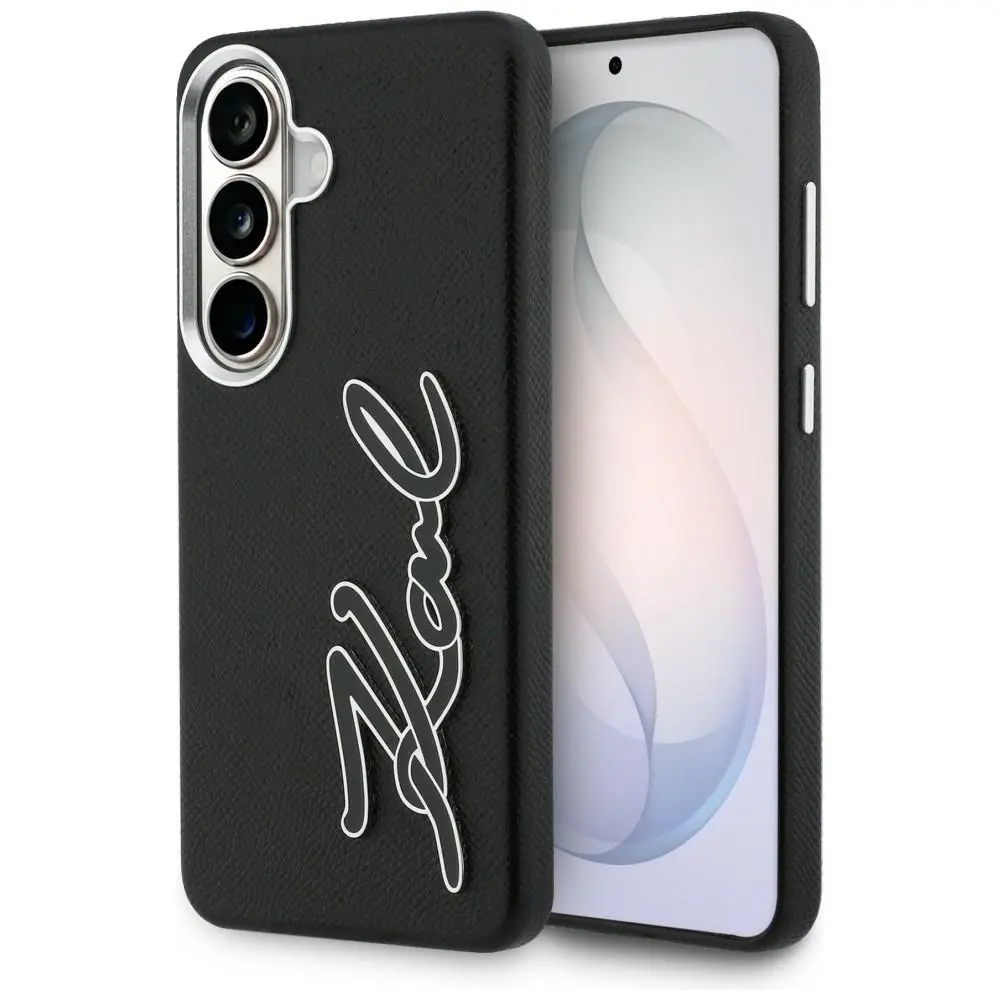 Karl Lagerfeld - Full Wrapped Grained Leather with Signature Resin Logo pouzdro pro Samsung Galaxy S26 - černé