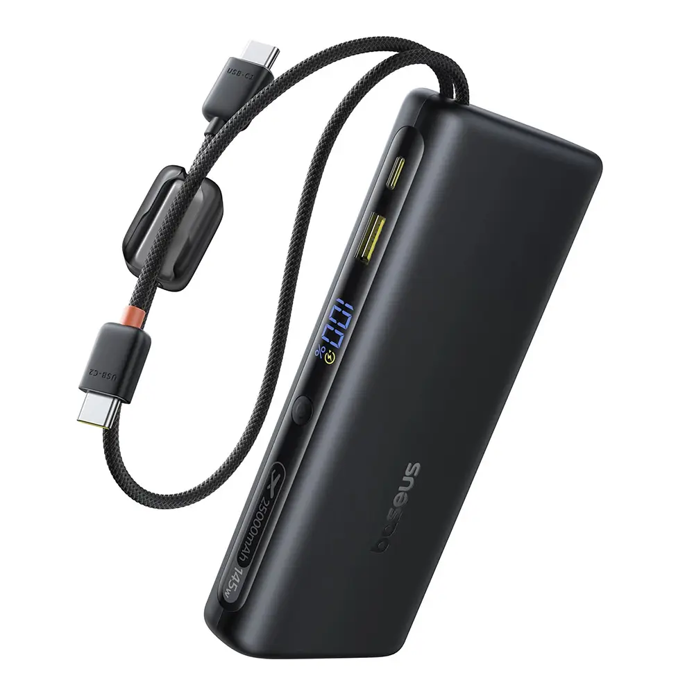 Baseus - Power Bank EnerFill FC41 powerbanka, rychlé nabíjení, digitální displej, 145 W, 25000 mAh - černá Cosmic