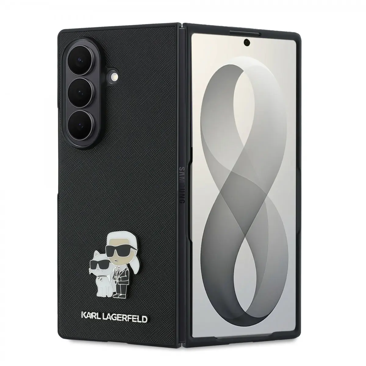 Karl Lagerfeld - Saffiano Karl&Choupette Metal Pin kryt pro Samsung Galaxy Z Fold8 Ultra - černý