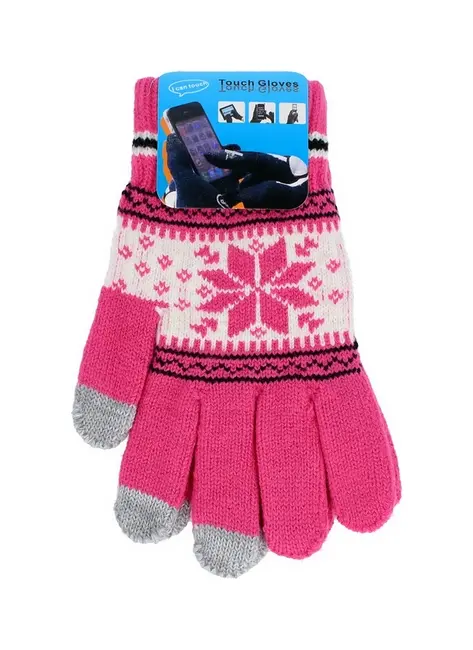 Rukavice TopQ na mobilní telefon Snowflake růžové vel. M 46237