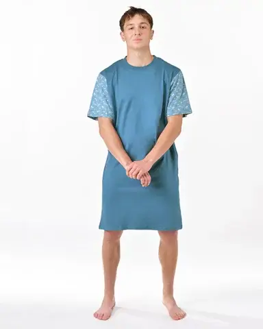 Pánská noční košile krátký rukáv GINO 79202P měsíc dunaj M