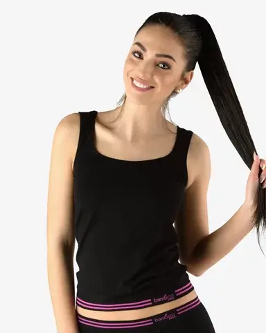 Dámská košilka GINA Bamboo 08020P černá višňová L/XL