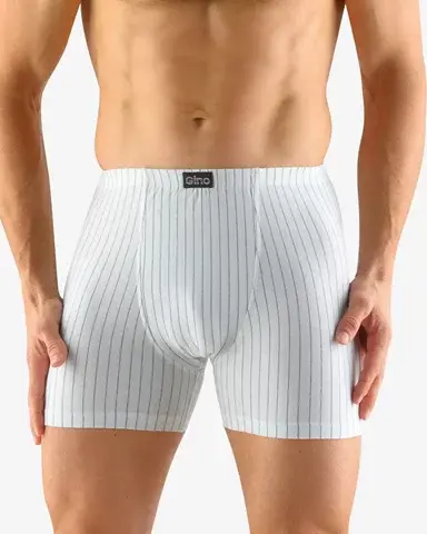 Pánské boxerky s delší nohavičkou GINO 74105P bílá tm. šedá M/L