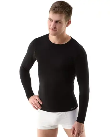 Pánské bezešvé tričko s dlouhým rukávem GINO 58004P černá XL/XXL
