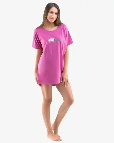 Dámská noční košile krátký rukáv GINA 19102P vínová lila S