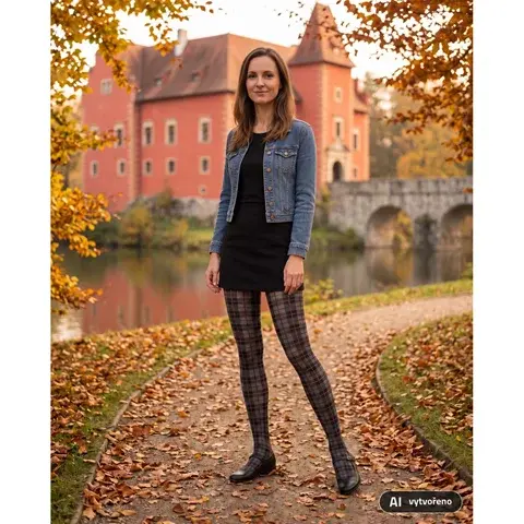 Dámské vzorované punčochové kalhoty Sara 20/40 kostka kostka