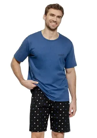 Pánské pyžamo Matteo 3580 TARO jeans tmavá