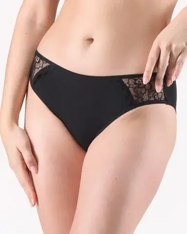 Dámské klasické bambusové kalhotky s krajkou GINA 10306P Černá L/XL