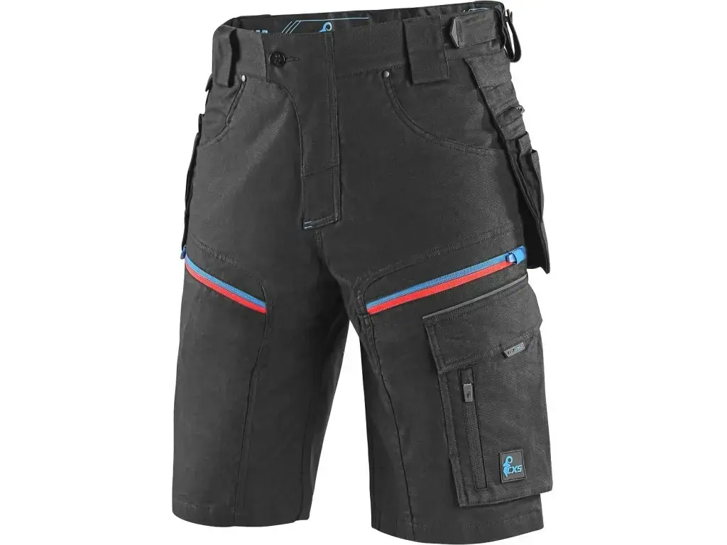 Kraťasy LEONIS, pánské, černé s modro/červenými doplňky, vel. 58