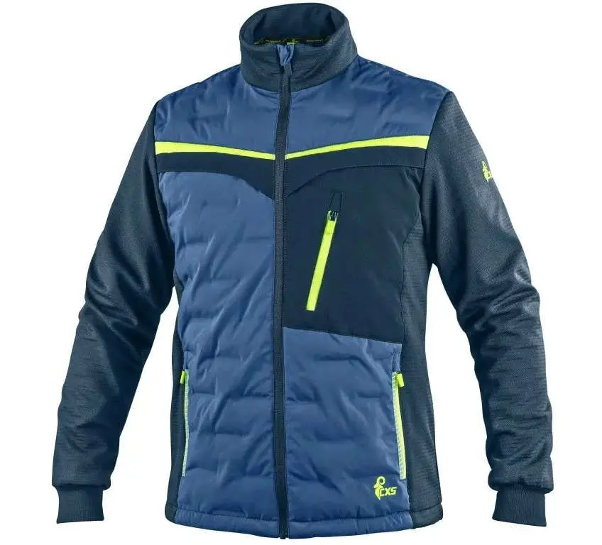 Bunda NAOS, hybrid, pánská, šedo-černá, HV modro-modrá vel.2XL