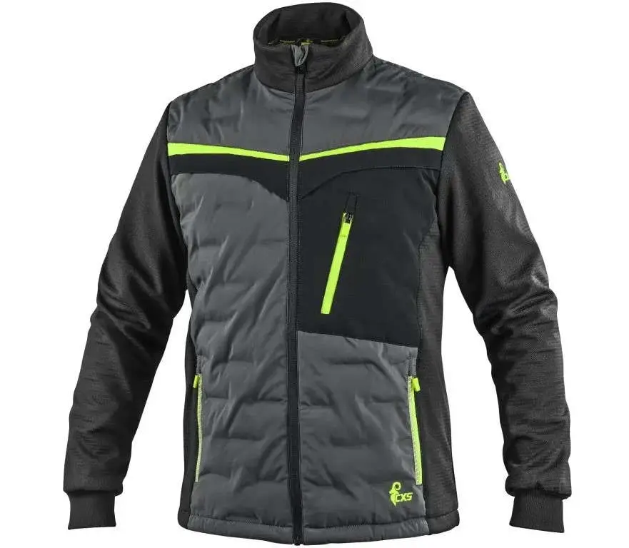 Bunda NAOS, hybrid, pánská, šedo-černá, HV žluté doplňky vel.2XL