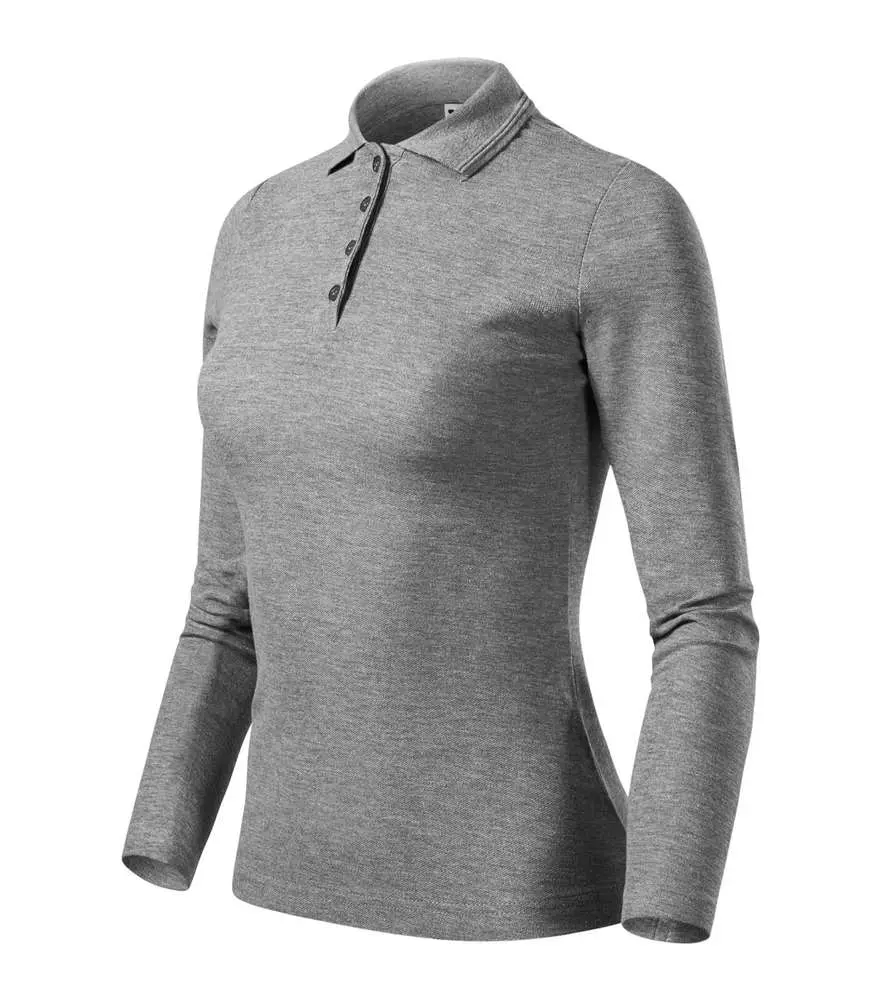 231 Polokošile dámská PIQUE POLO LS tmavě šedý melír vel.XL