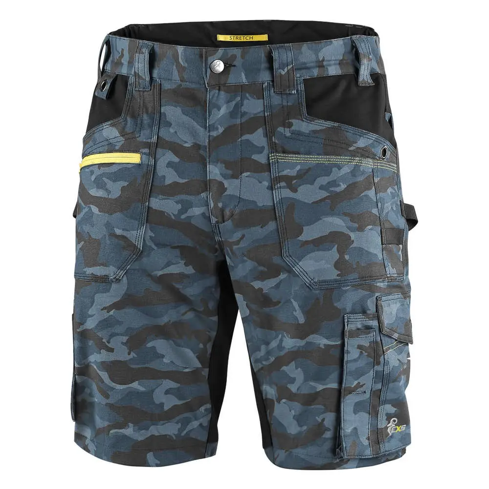 KRAŤASY STRETCH, PÁNSKÉ, maskáčové modré, vel. 60