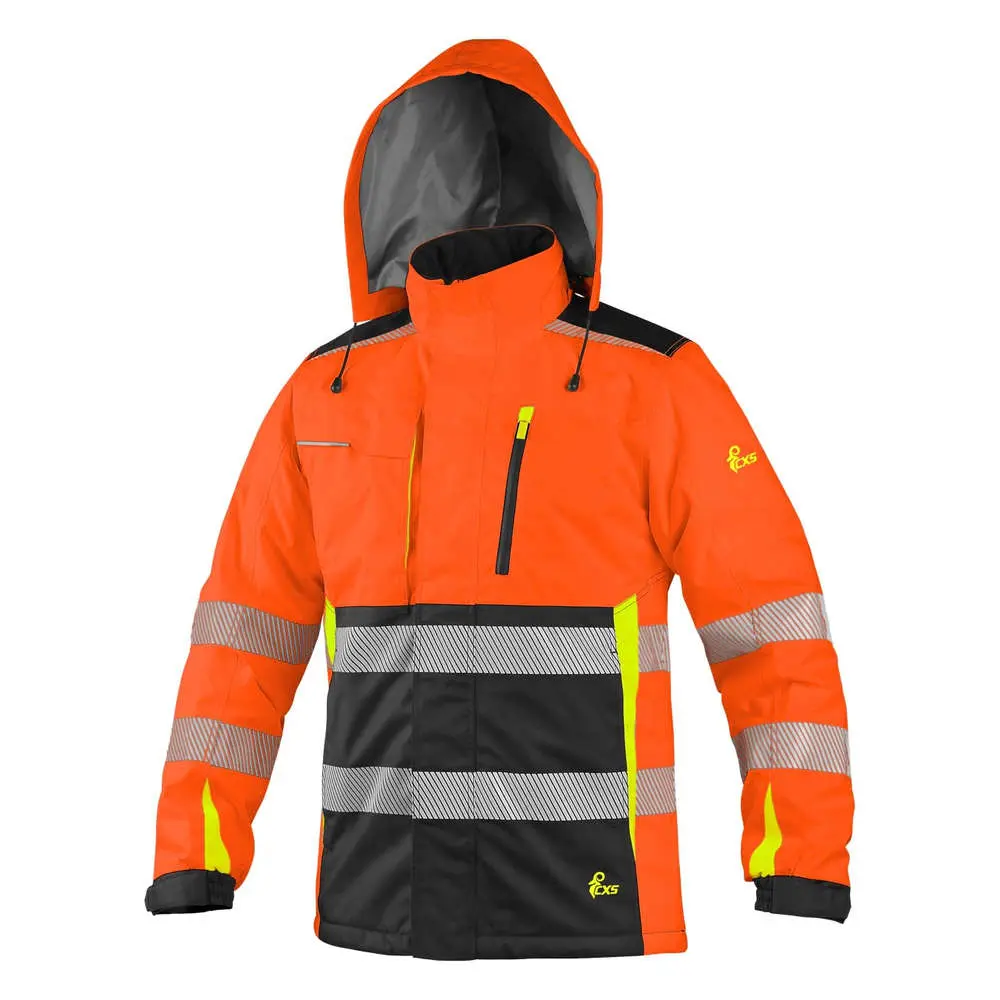 Bunda BENSON, výstražná, zateplená, oranžovo-černá vel.3XL