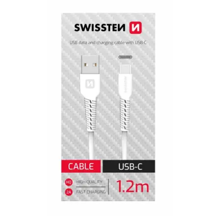 Swissten Datový kabel USB/USB-C bílý 1,2 m