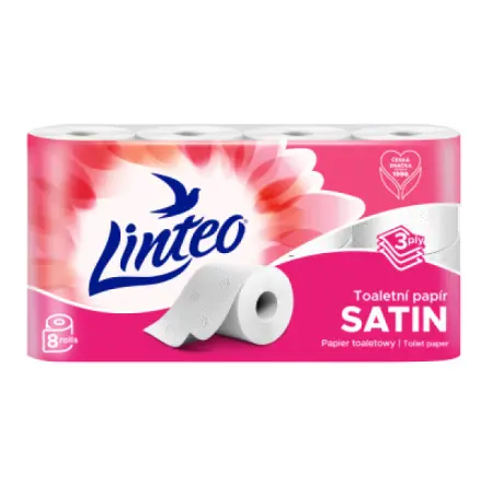 Linteo Toaletní papír SATIN 3vrstvý bílý 8rolí