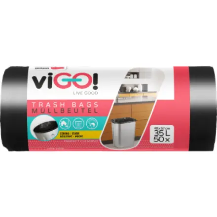 Pytle na odpadky viGO! - 35 l, černé, 6 mic, 50 ks