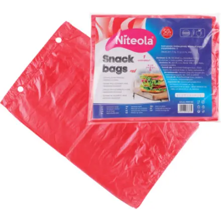Niteola svačinové sáčky, HDPE, 20 × 30 cm, síla 12 µ, červené, 50 ks