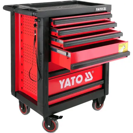 Yato Skříňka dílenská pojízdná 6 zásuvek červená, YT-0902