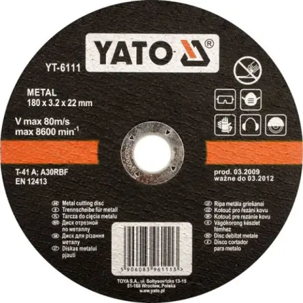 Yato Kotouč řezný na kov 115 x 22 x 1,2 mm, YT-5920