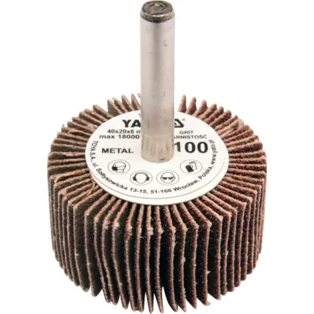 Yato Kotouč lamelový radiální 40x20 P-100 s hřídelí 6 mm, YT-83354