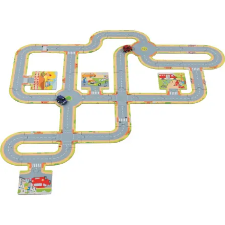Puzzle podlahové - Silnice pro autíčka + 2 auta (Goki)