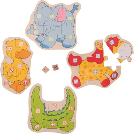 Společenská hra - Kostková hra puzzle zvířátka (Goki)
