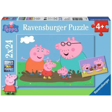 Ravensburger puzzle 090822 Prasátko Peppa Šťastná rodina 2x24 dílků