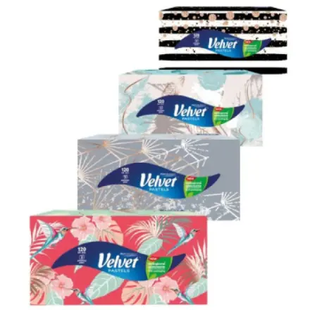 Velvet kosmetické ubrousky 3vrstvé box 120 ks