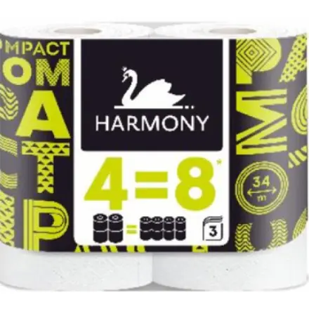 SHP Harmanec, a. s. Harmony Compact 3vrstvý toaletní papír 4=8, 4 role, 34 m role