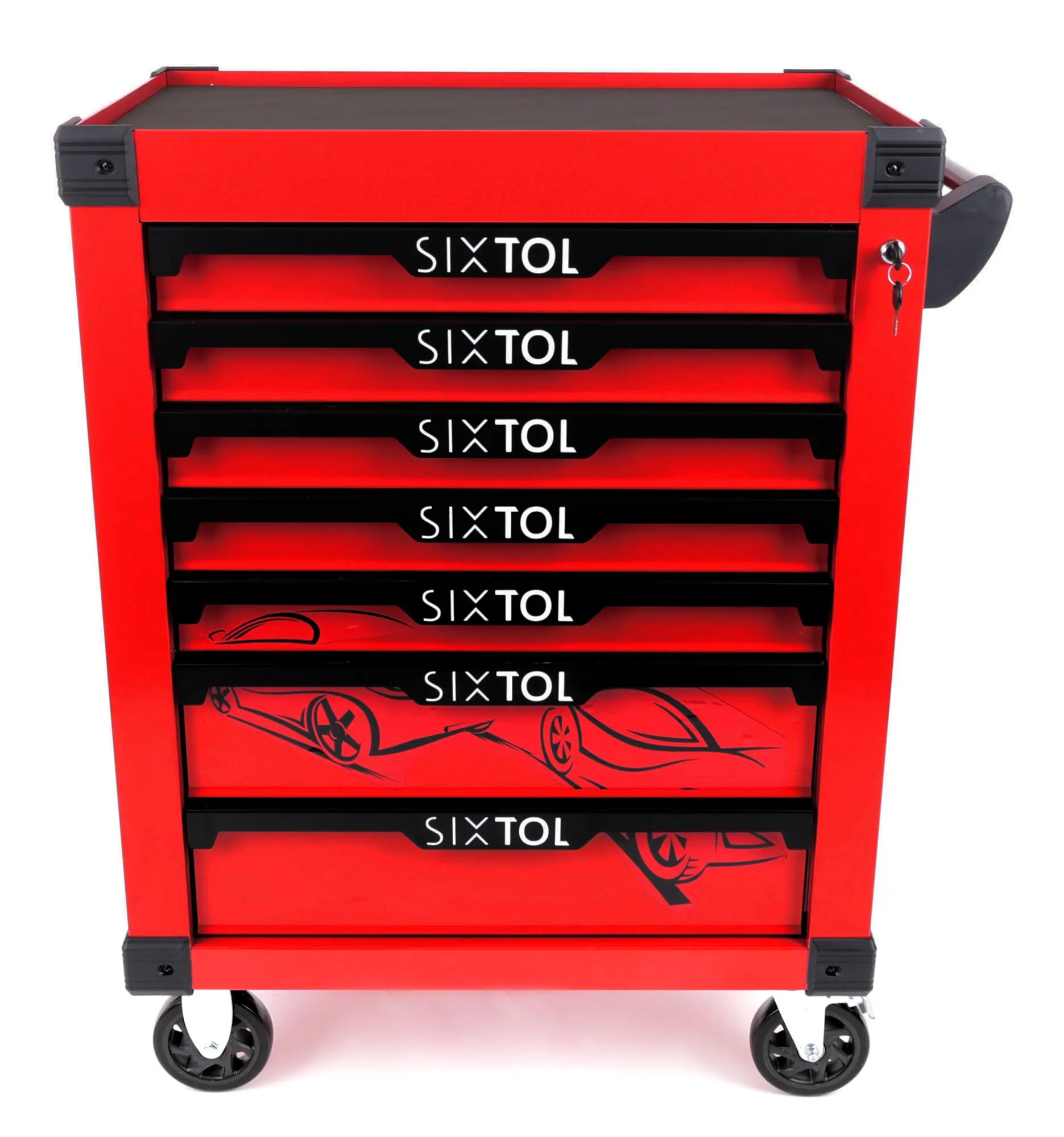 Sixtol Dílenský vozík na nářadí MECHANIC TROLLEY KEVIN RED, 7 šuplíků