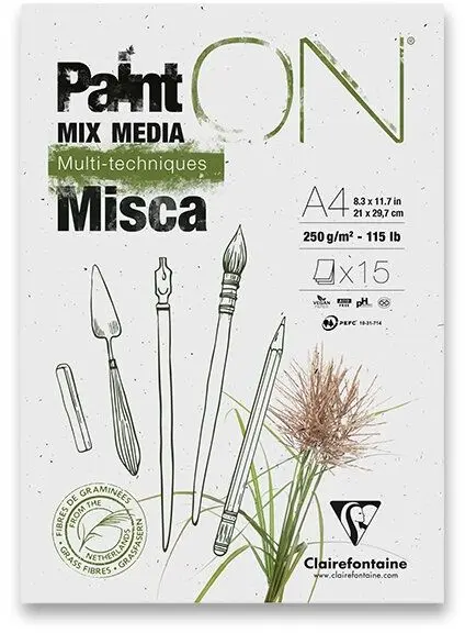 Umělecký blok Clairefontaine Paint´On Misca 250 g - 15 listů, A4