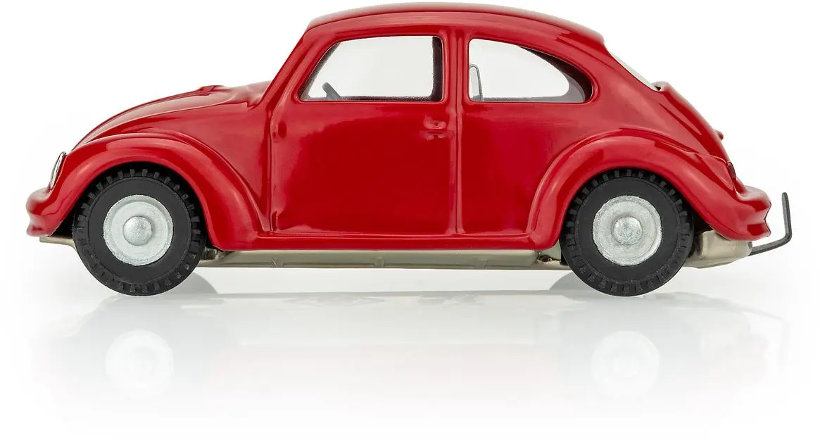 Dětská plechová hračka KOVAP - VW Brouk červený bez pohonu