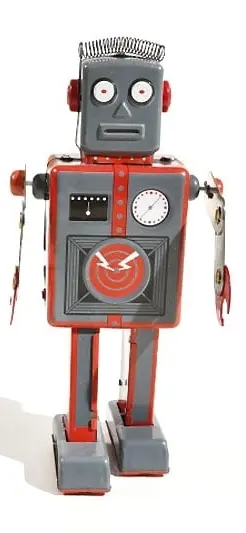 Replika historické hračky Blechfabrik - Robot Radio na klíček 22,5 cm uni