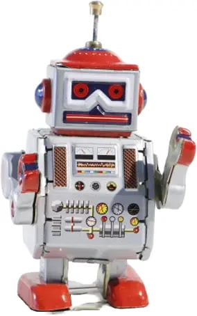 Replika historické hračky Blechfabrik - Robot Leader 10 cm