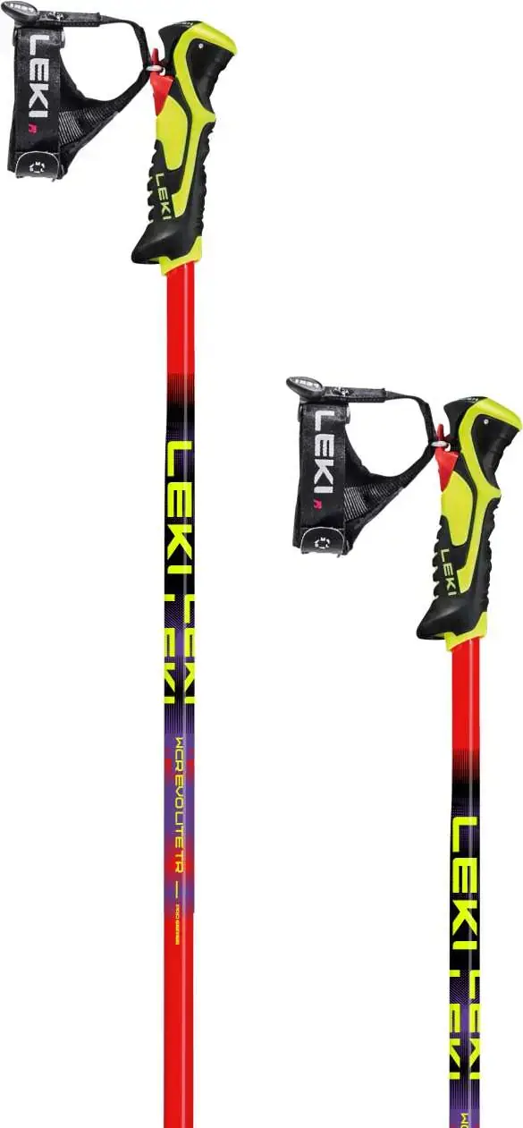 Juniorské lyžařské hole Leki WCR Evo Lite SL TR - bright red/violet/neonyellow 105