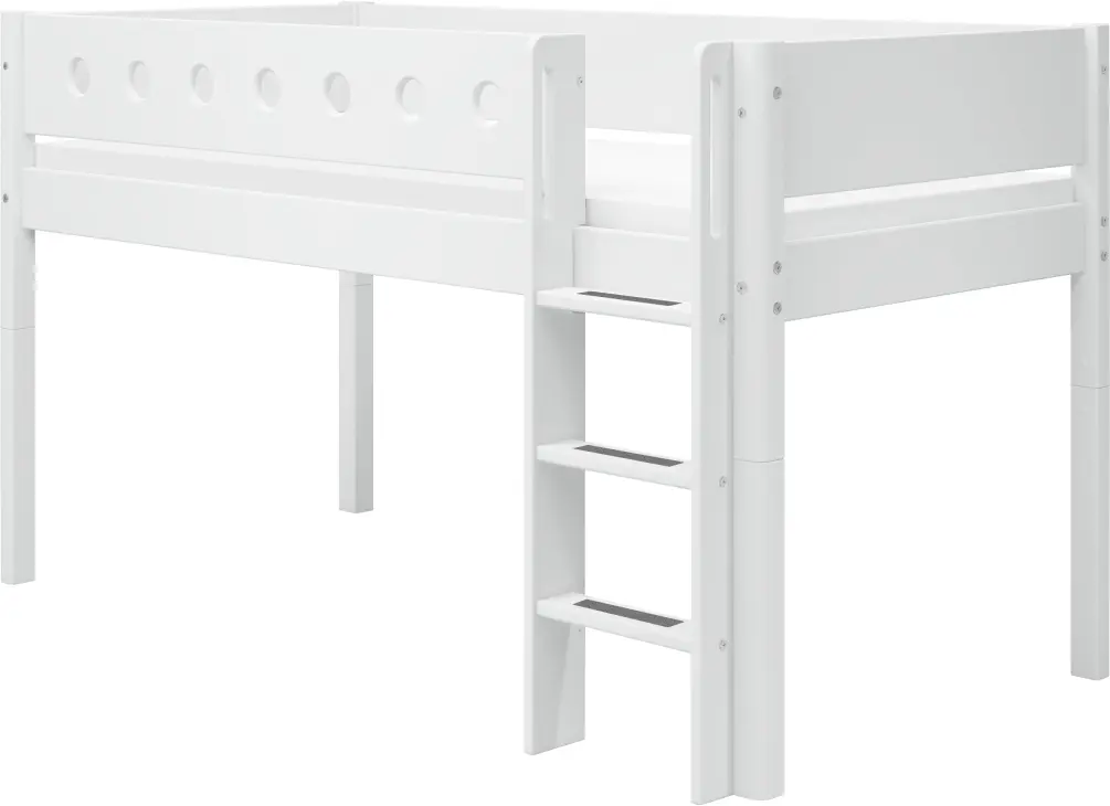 Zvýšená postel Flexa - White s rovným žebříkem (bílá)