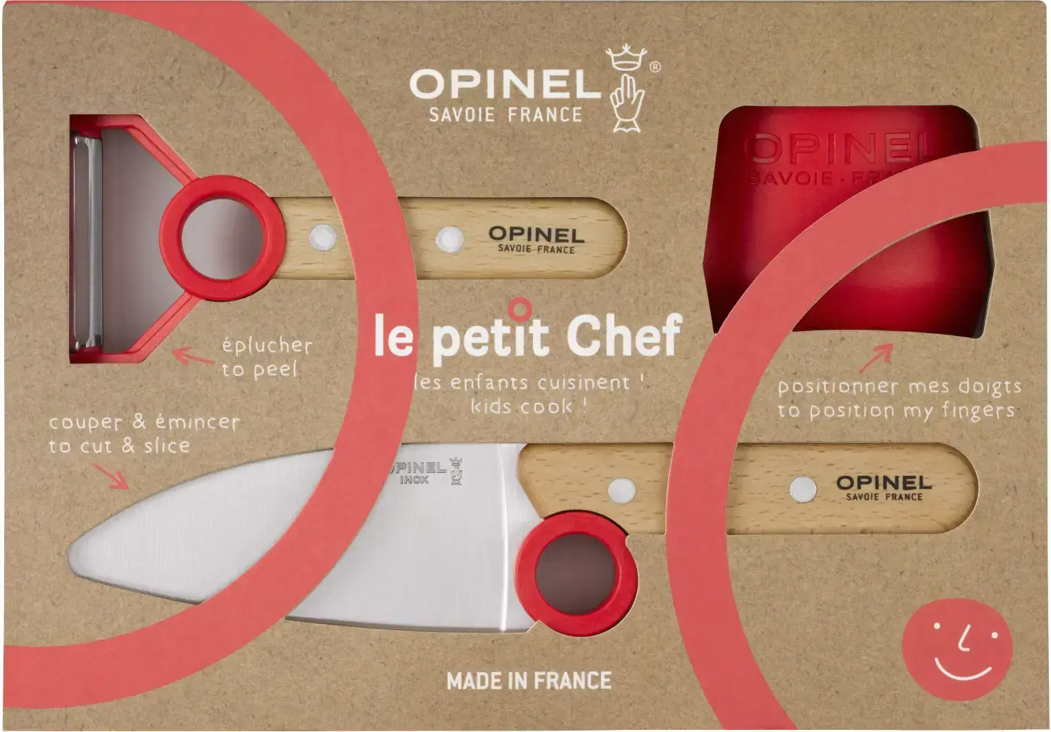 Dětský kuchyňská sada Opinel Le Petit Chef set - červená uni