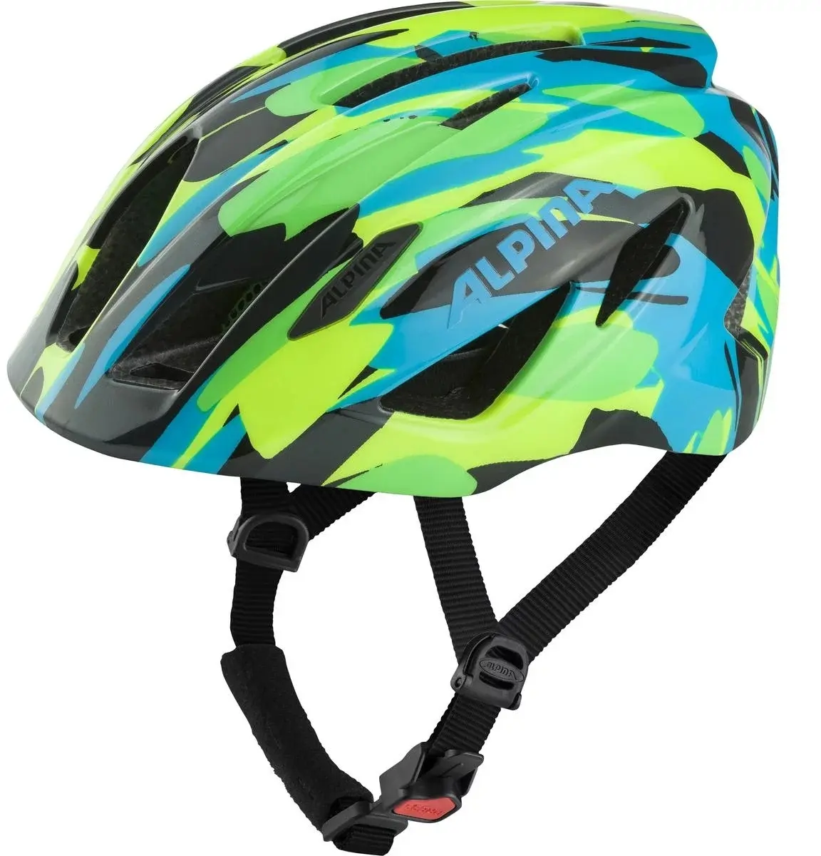 Dětská cyklistická helma Alpina Pico - neon-green blue gloss 50-55