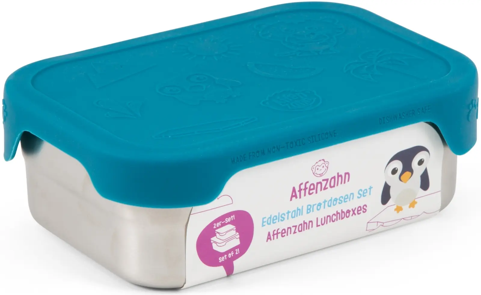 Svačinový box Affenzahn Stainless Steel Lunchbox Set - Shark uni