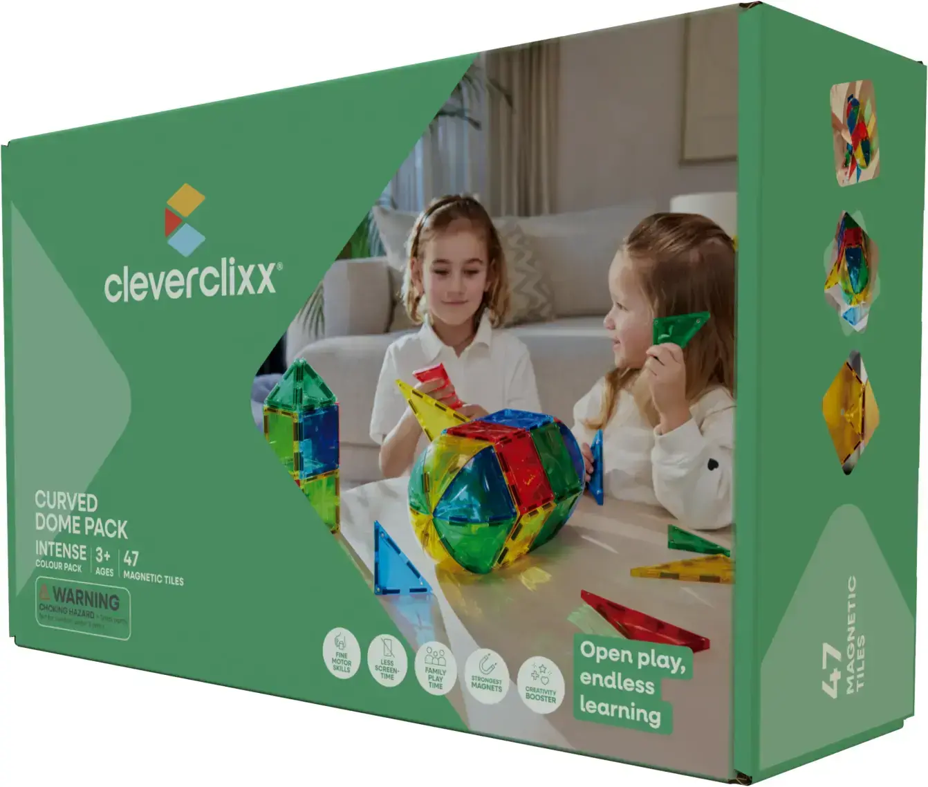 Cleverclixx Magnetická stavebnice Balení zakřivených kupolí Intense 47 kusů