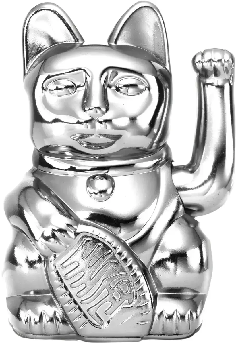 Maneki Neko Donkey Lucky Cat Classic Shiny - Silver uni