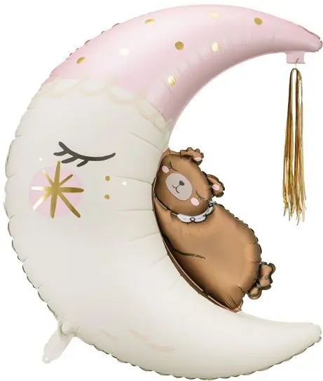 PartyDeco Fóliový balón - Medvídek na měsíci