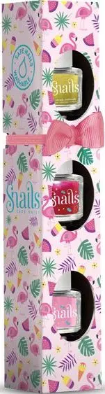 Sada 3 dětských laků na nehty Snails Flamingo uni