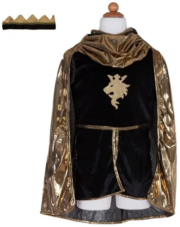 Tunika s pláštěnkou Gold Knight a korunou Great Pretenders 104-116 EU / 4-6 let / US 5-6 uni
