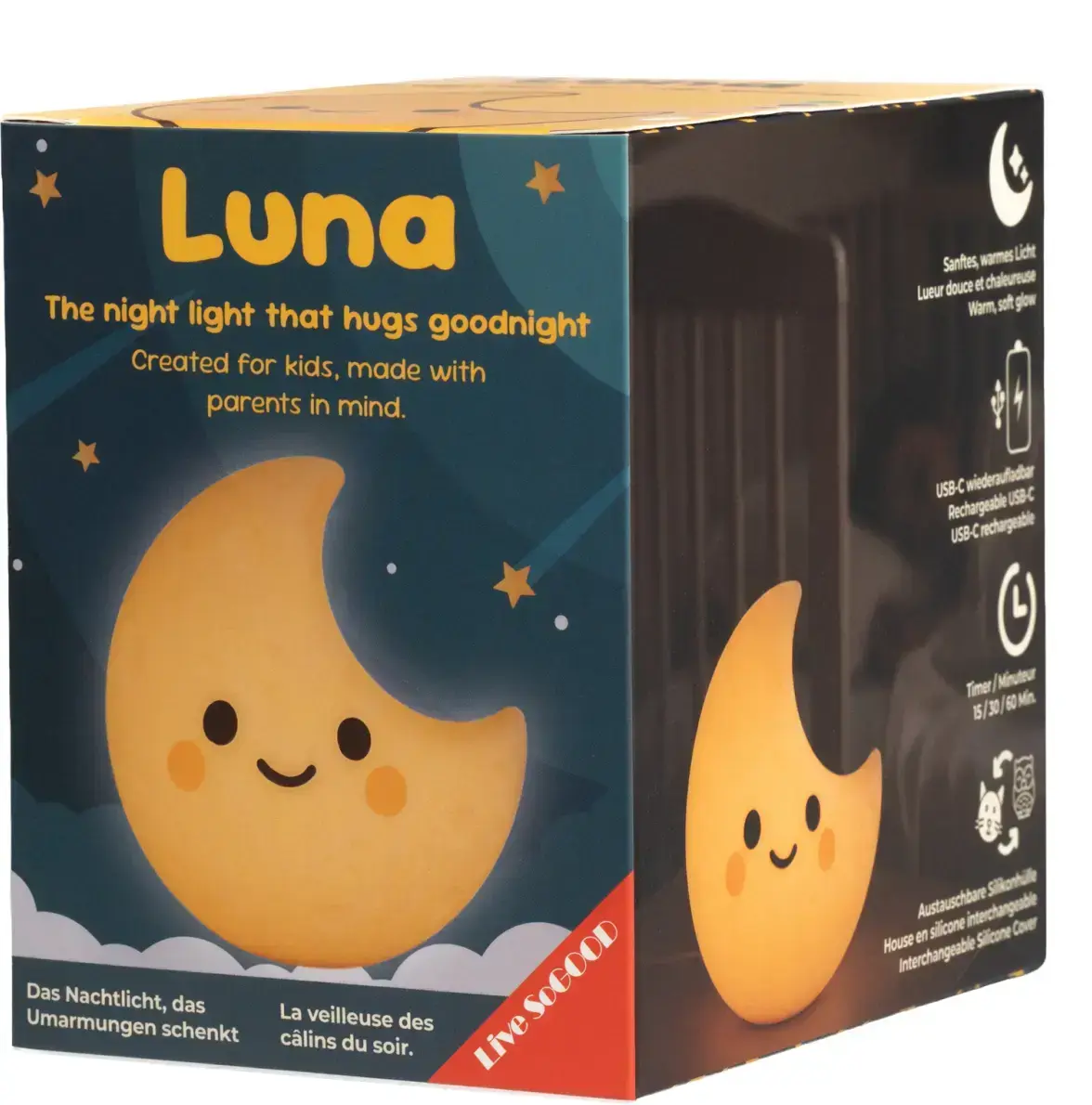 Noční světlo LiveSoGOOD - Luna uni