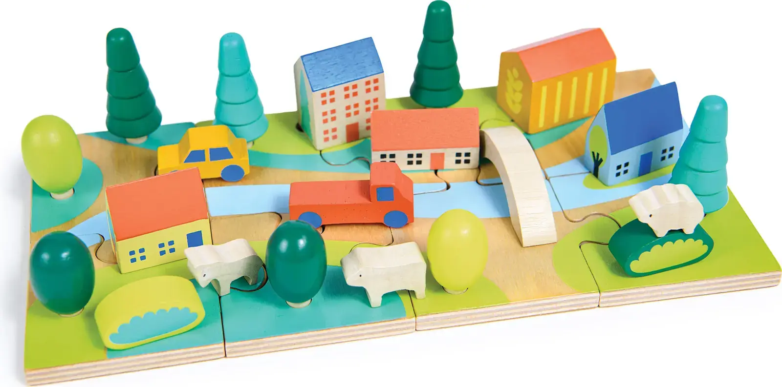 Dřevěné puzzle s městečkem Mentari Tiny Town Jigsaw uni